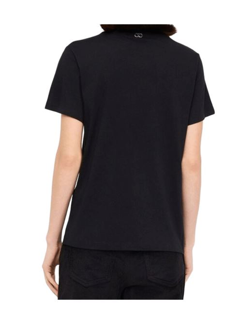 T-shirt da donna in cotone con ricami gioiello, colore nero LIU JO | MF5344-J6308L9019
